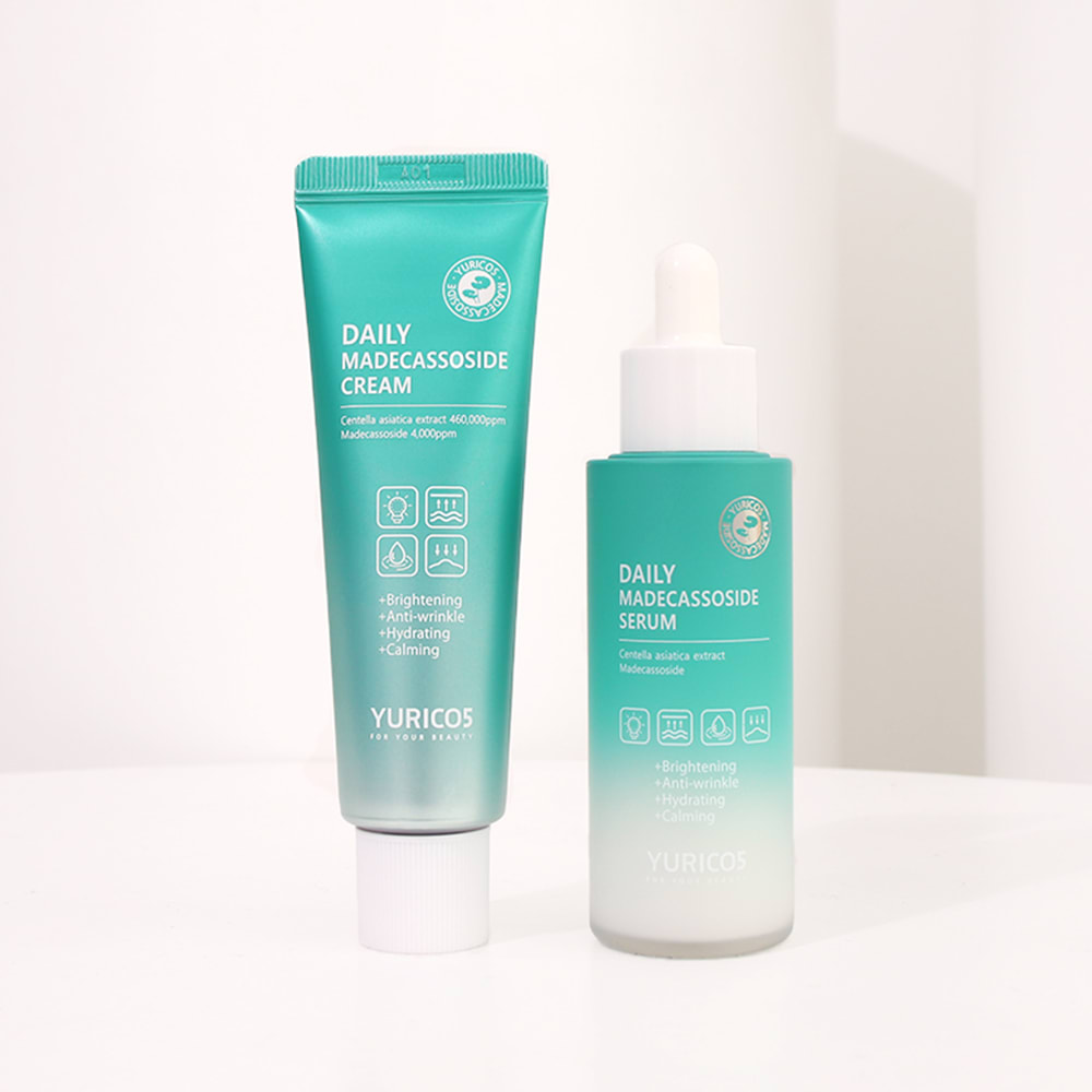 YURICO5 Daily Madecassoside Cream & Serum, All-in-One Soothing Moisturizer for Sensitive Skin