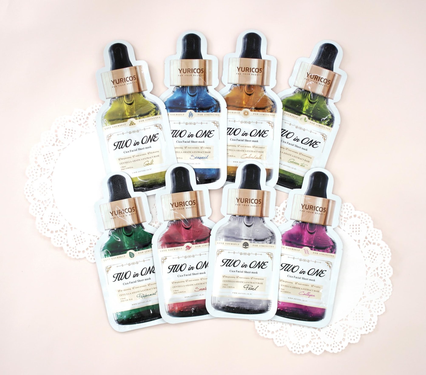 YURICO5 Two-in-One Cica Mask Pack 8 Types: From Customized Soothing to Whitening & Wrinkle Improvement